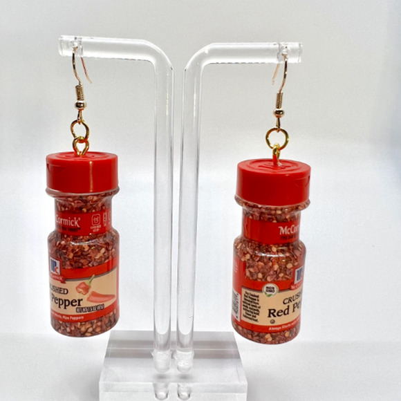 McCormick Crushed Red Pepper Earrings - Spice Earrings - Mini Brands Earrings - Picture 1 of 6